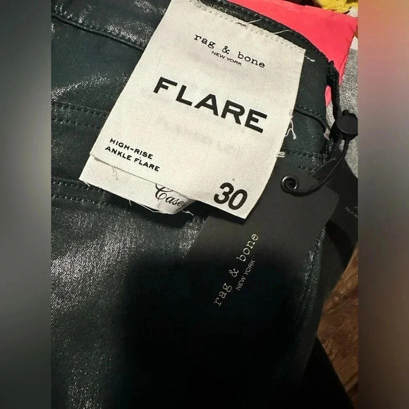 Rag & Bone Casey High-Rise Ankle Flare Coated Pine Grove NWT size 30 - Picture 6 of 10